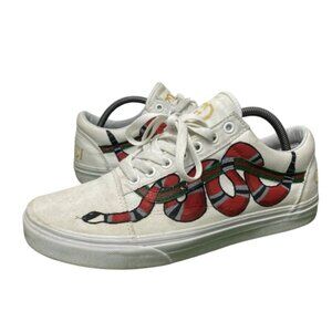 Vans Old Skool School Authentic White Custom Painted Athletic Shoes Size Mens 10